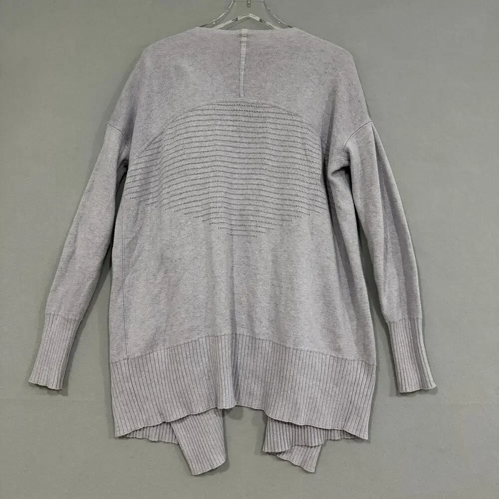 Lululemon Still Lotus Wrap Reversible Cardigan Size 12 Heather Lilac/Mulberry